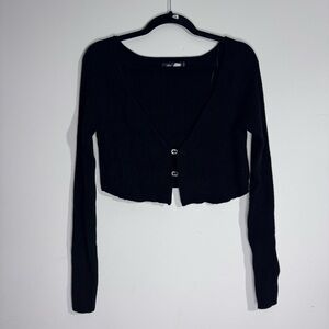 Urban Outfitters Out From Under Jojo Hook-and-Eye Cropped Cardigan Black L